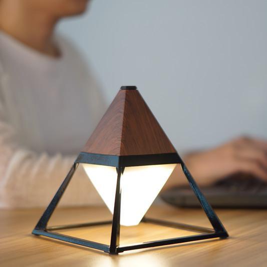 Pyramid LED table lamp in dark wood a Table Lamp by GX - Lumigado lighting