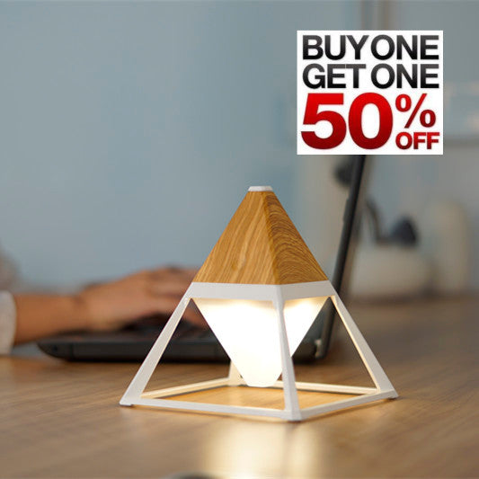 pyramid table lamp in light wood - buy one, get one half off!