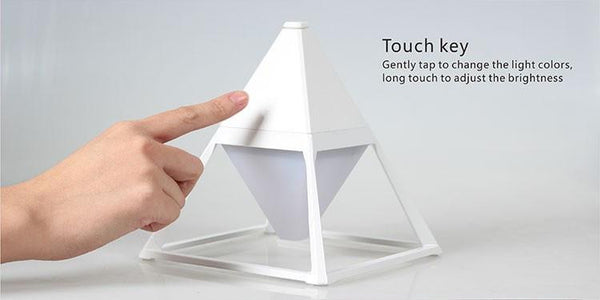 Pyramid LED table lamp in ceramic white a Table Lamp by GX - Lumigado lighting